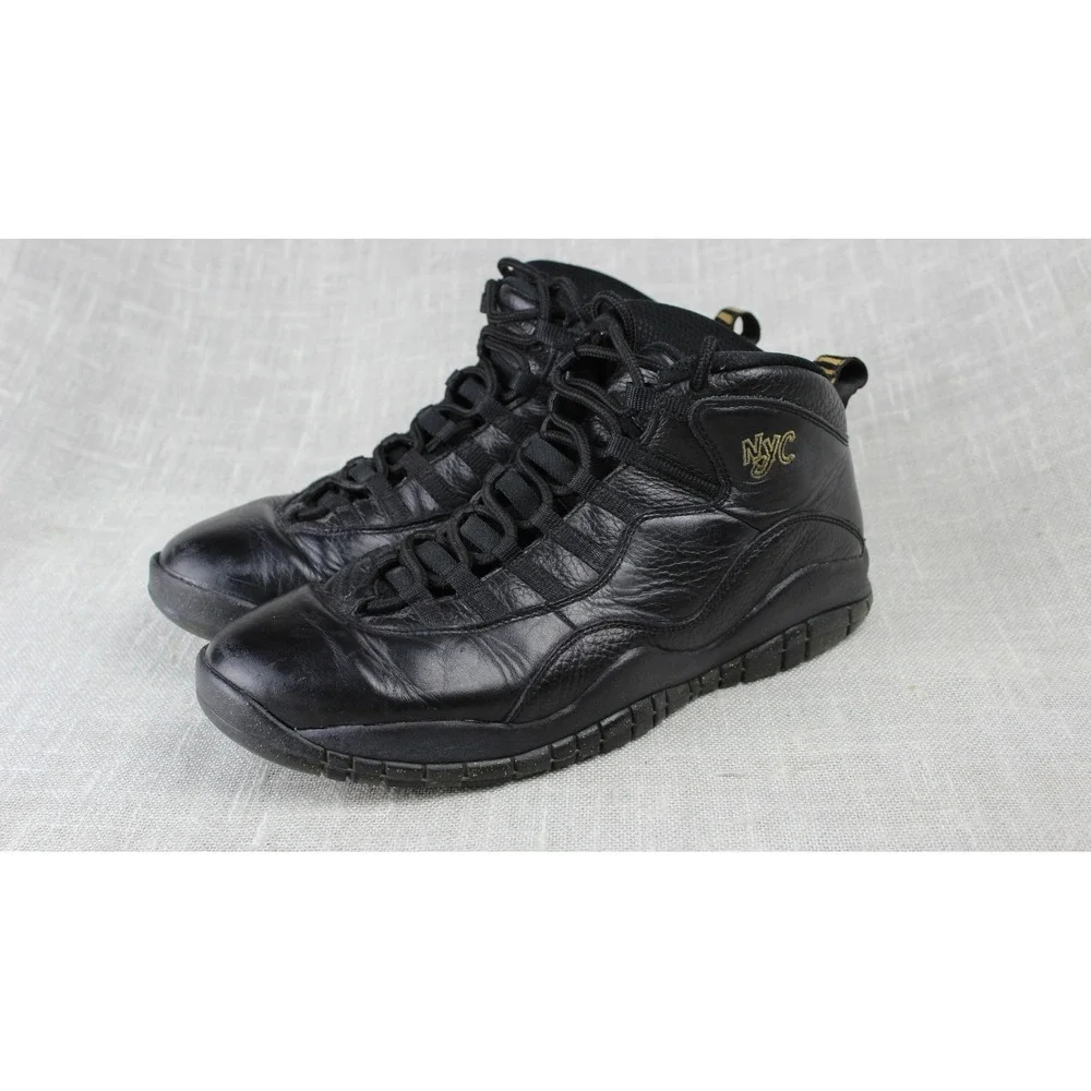 Nike Air Jordan 10 Retro NYC Black Metallic Gold 310805-012 Mens 10.5 High Top